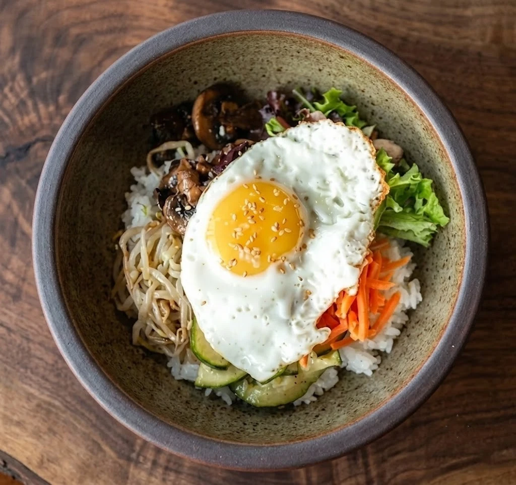 Bibimbap-style Korean rice bowl at Hanyang Korean Restaurant Calgary