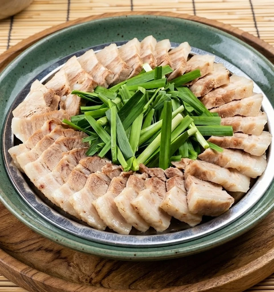 Pork sooyuk boiled pork slices at Hanyang Korean Restaurant Calgary