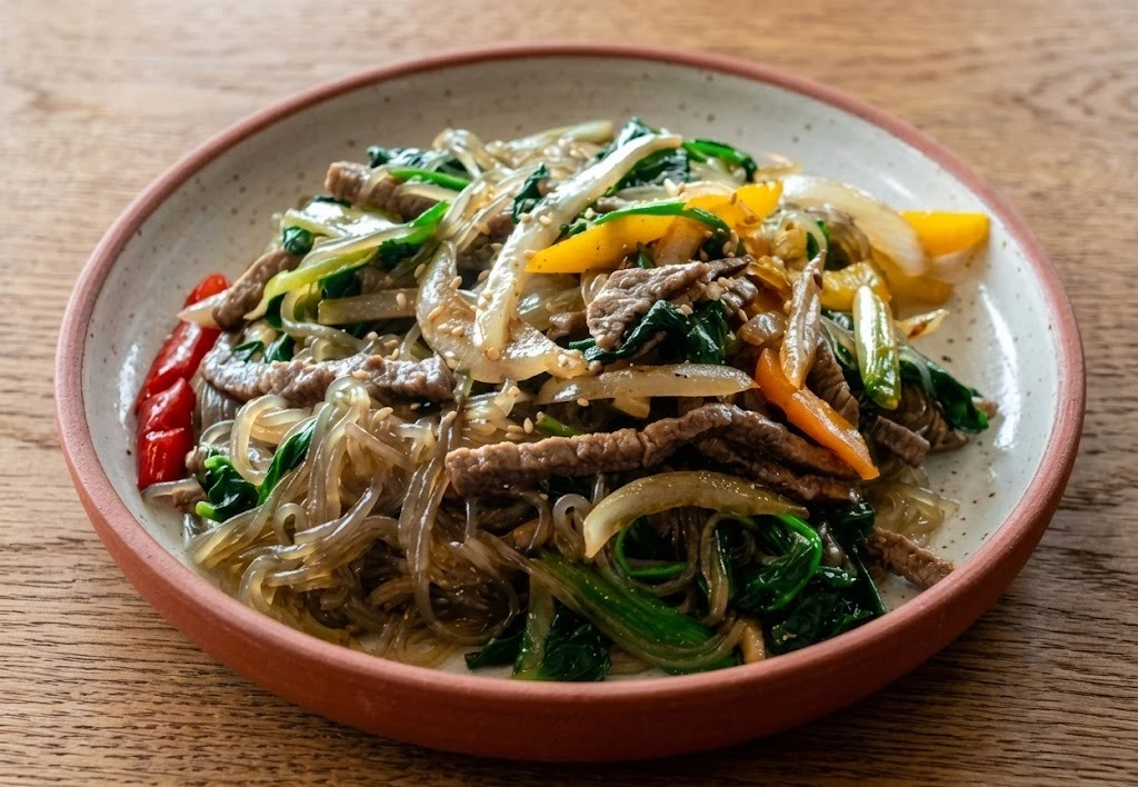 Japchae stir-fried glass noodles at Hanyang Korean Restaurant on Macleod Trail SE Calgary